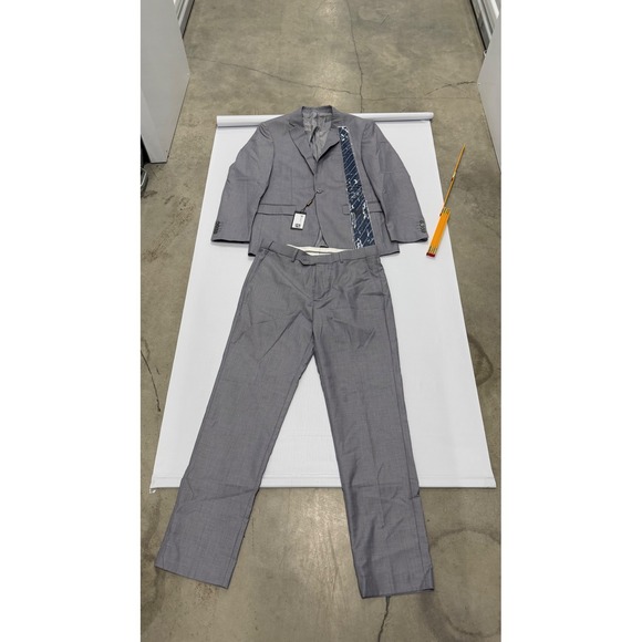 Cooper & Nelson Other - Cooper & Nelson Mens 2 Piece Suit with Tie Grey 40R Medium Blazer Trousers NEW